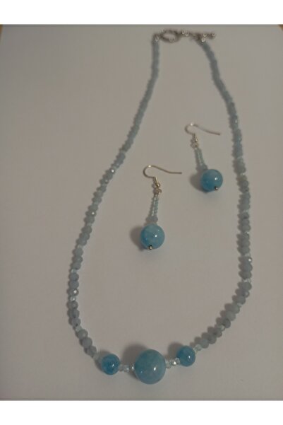 OEM Aquamarine necklace and earrings jewelry set