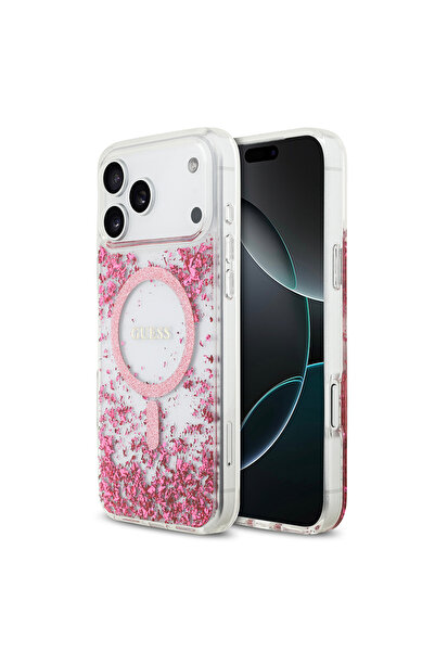 Guess غطاء متوافق مع هاتف iPhone 17 Pro Max، غطاء سفلي من الراتنج الشفاف مع م...