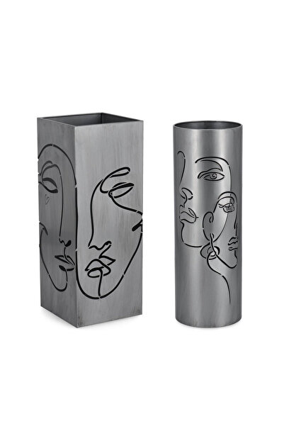 Bizzotto Set of 2 silver steel umbrella stands Evans 20x20x52h; ø18x52h