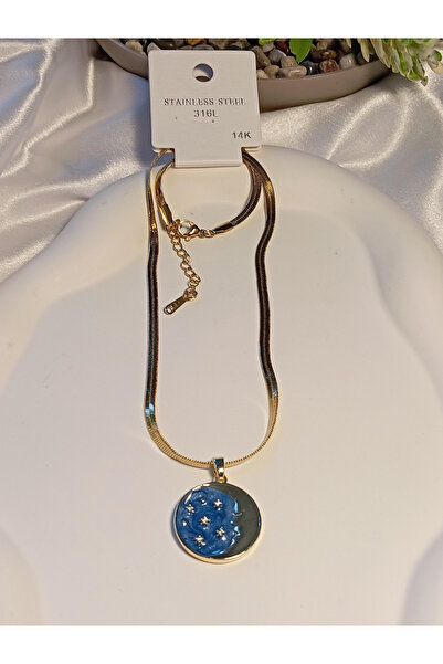 stainless steell Steel Necklace with Night Figure