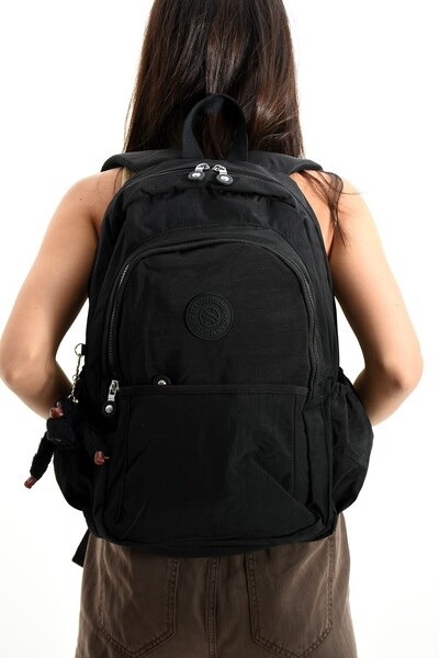 RKY SERENITY Sanmorris Unisex Water Resistant Crinkle Fabric Multi-Pocket Large Size School and Daily Backpack