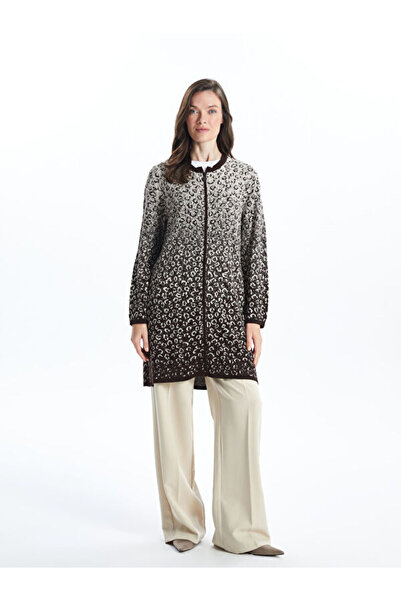 LC Waikiki Crew Neck Patterned Women's Knitwear Cardigan