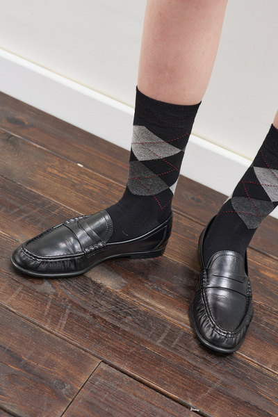 Manuka Baklava Patterned Socks Black Plaid