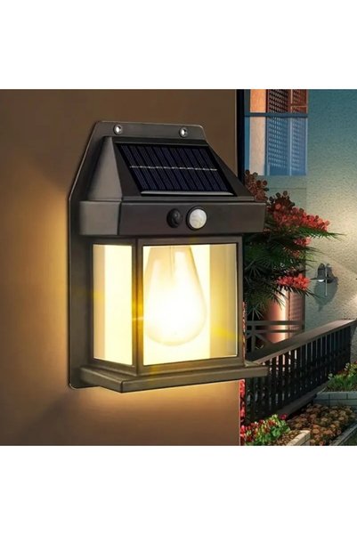 AXC Set 6 x Lampa Solara Vintage de exterior, Senzor de mișcare, 3 moduri de lumină, Negru
