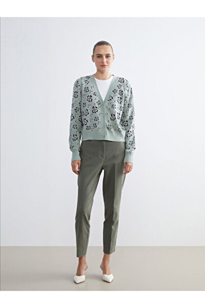 LC Waikiki Women's V-Neck Floral Knitwear Cardigan