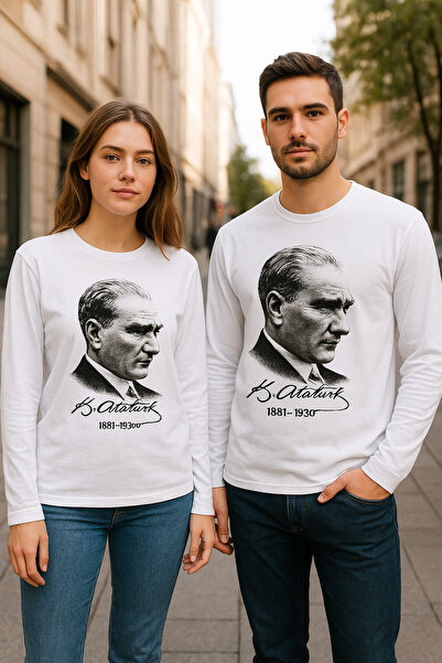 couis Ataturk Picture Long Sleeve T-Shirt Cotton