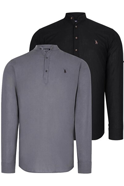 Dewberry Double Set G783 Judgment Collar Shirt-Black-Anthracite