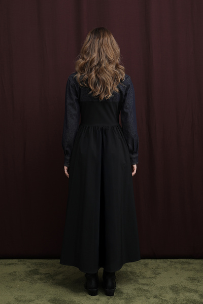 Modamorfo Women's Denim Detailed Asymmetrical Cut Dress - 32414Elb