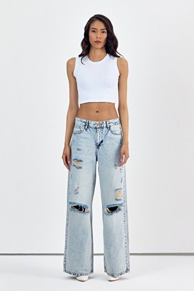 What's Up Whatsup Women's Wide Leg Palazzo Jeans - Blue