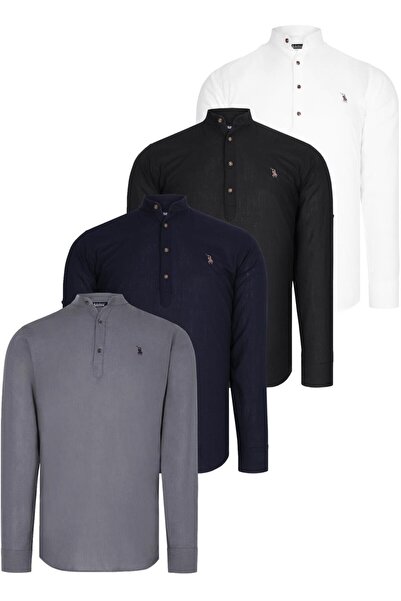 Dewberry Quad Set G783 Judgment Collar Shirt-Black-White-Dark Blue-Anthracite