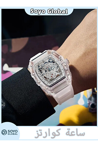 Soyo Global Men’s Barrel Dial Quartz Watch – Luminous Hands, Scratch-Resistant Mineral Glass, Rubber Strap