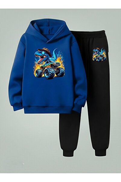 LORVEX Kids Boys Tracksuit - Sweatshirt Set Racer Dinosaur B Printed 3 Thread...