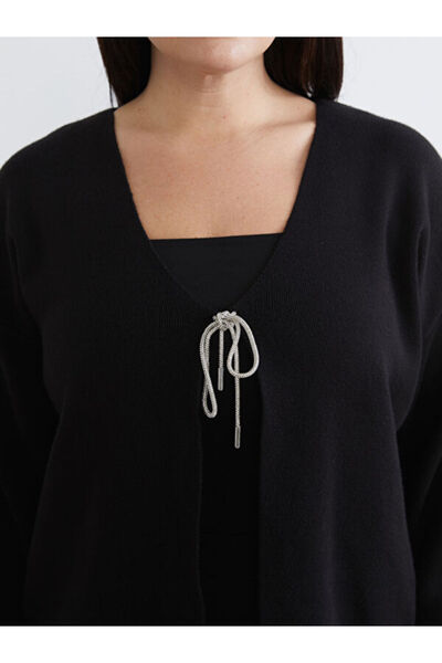 LC Waikiki Plus Size V-Neck Women's Knitwear Cardigan