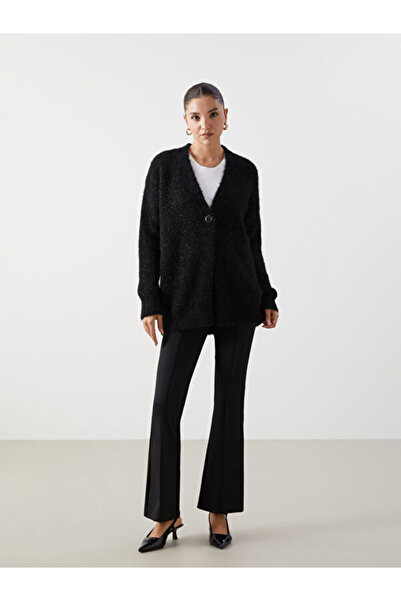 LC Waikiki V-Neck Shiny Looking Women's Knitwear Cardigan