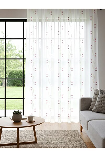 Düzgün desen Tulle Curtain, No Pleats, No Ironing, Economical