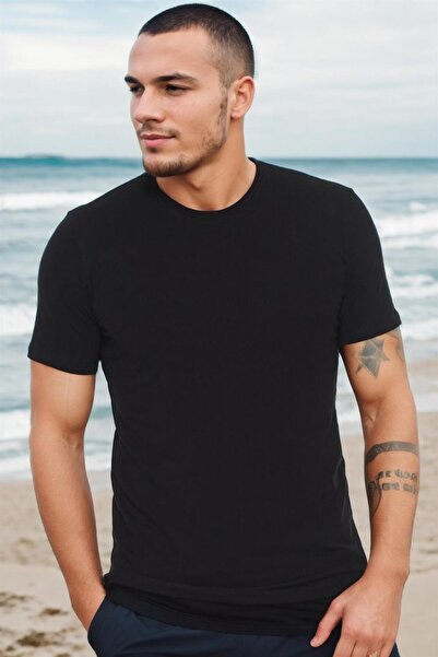 Dewberry Crew Neck Men's T-Shirt-Black-2