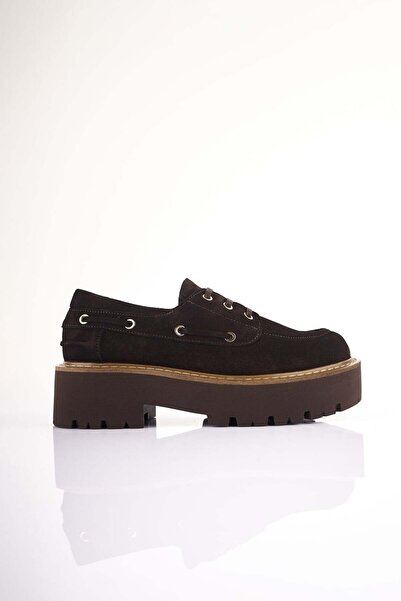 SU SHOE BOUTIQUE NO92 Kahve Hakiki Süet Deri Tekne Ayakkabısı