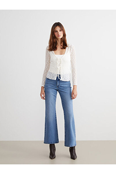 LC Waikiki Tie Collar Lace Women's Cardigan