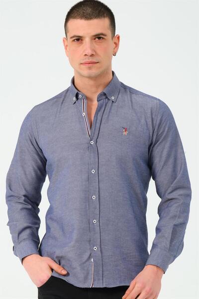 Dewberry G674 Men's Shirt-Denim Blue-3