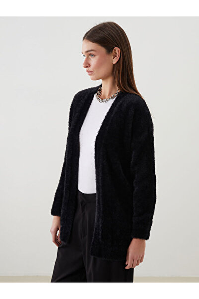 LC Waikiki Sparkling Choices Shawl Roba Collar Women's Plush Knitwear Cardiga...