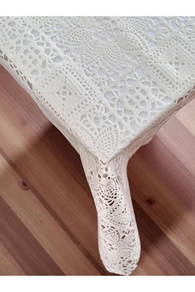 LİMAY Table Cloth - Lace Embroidery Looking - Transparent - Non Perforated - PVC