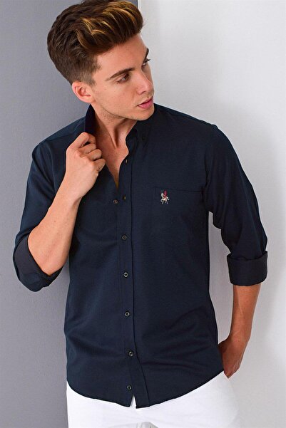 Dewberry G785 Men's Shirt-Dark Blue-1