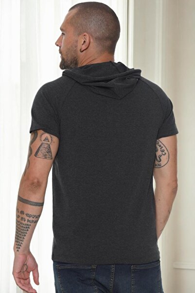 Dewberry T9570 Men's Hooded T-Shirt-Anthracite