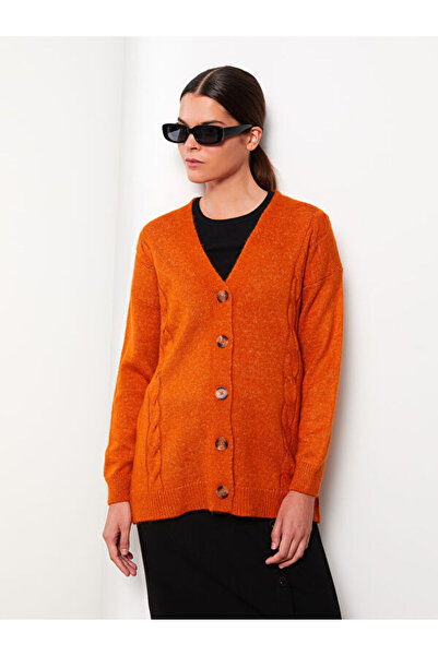 LC Waikiki V-Neck Plain Long Sleeve Knitwear Women's Cardigan