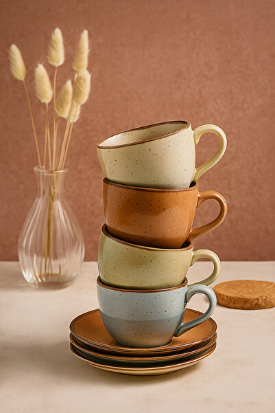 PORLINE KADIKIZI 8 PARÇA CALMA CLASICO 4 KİŞİLİK PORSELEN ÇAY FİNCAN TAKIMI