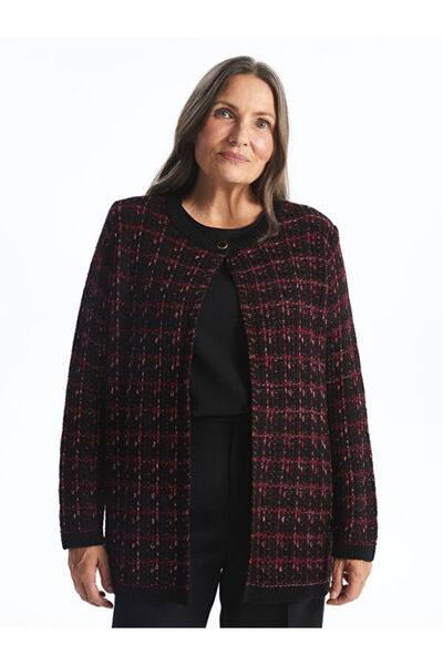 LC Waikiki Crew Neck Patterned Women's Knitwear Cardigan