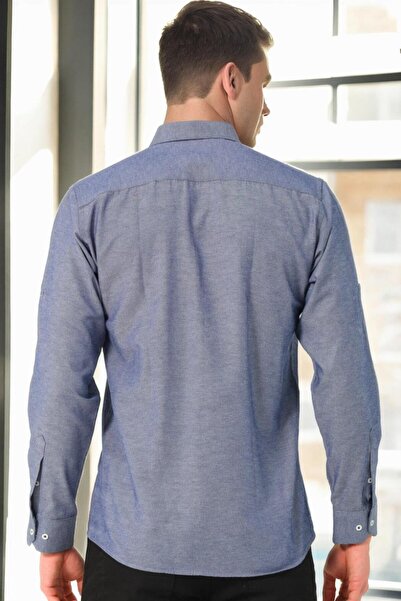 Dewberry G674 Men's Shirt-Denim Blue-4