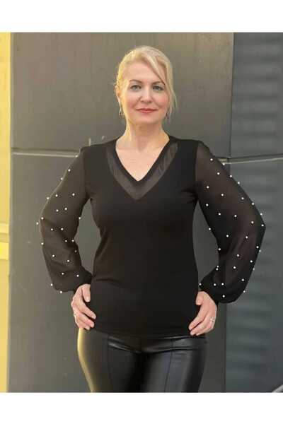 EMZAGİYİM Blouse with Spliced Sleeves