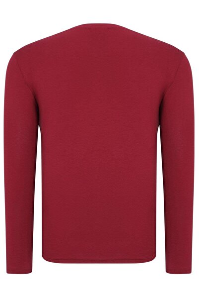 Dewberry T9588 Circular Neck Long Sleeve T-Shirt-Bordo