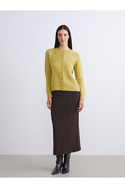 LC Waikiki Crew Neck Self Patterned Women's Knitwear Cardigan