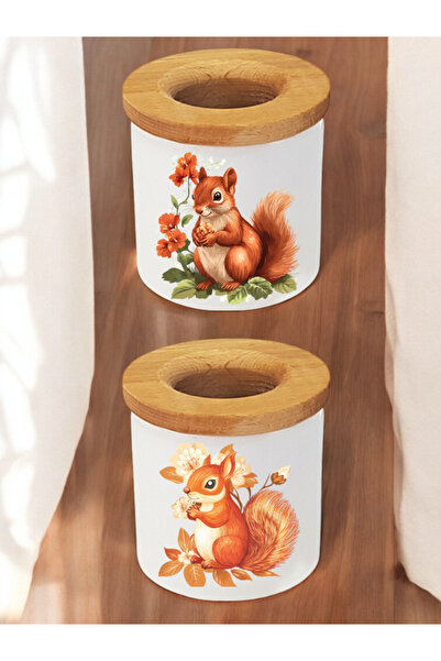 lili hediyelik Squirrel 2-Piece Pen Holder - Desktop Pen Holder, Pen Case, Ta...