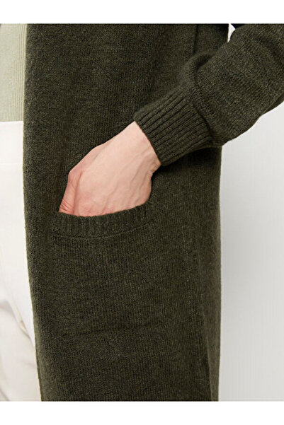 LC Waikiki Shawl Collar Plain Pocket Detailed Women's Knitwear Cardigan