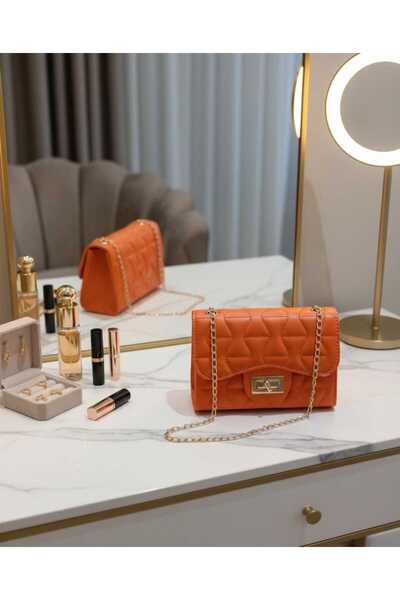 Home Kadın Turuncu Zincirli El ve Omuz Çantası