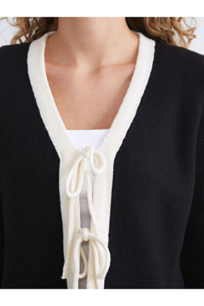 LC Waikiki V-Neck Tie-Up Women's Knitwear Cardigan