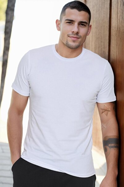 Dewberry T8569 Circular Neck Men's T-Shirt - Light White