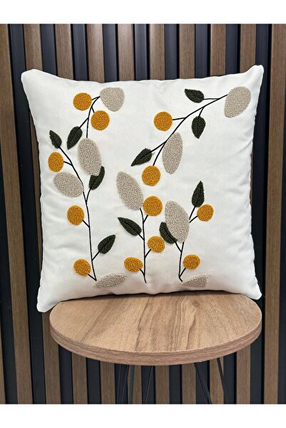 AYS DEKOR (قطعتان) غطاء وسادة مطرز بالثقب، طقم من قطعتين، مقاس 43×43 سم