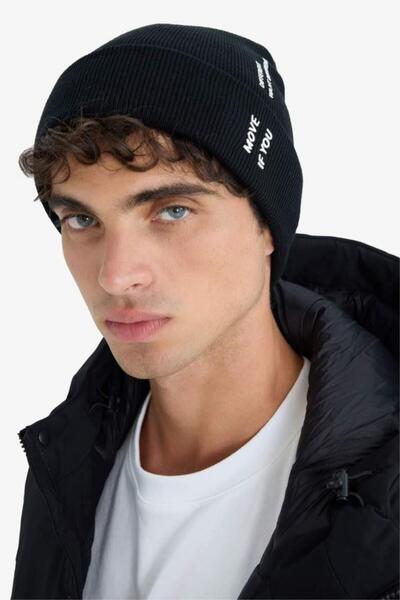 DeFacto Men's Printed Knitwear Beanie (25 Wn)