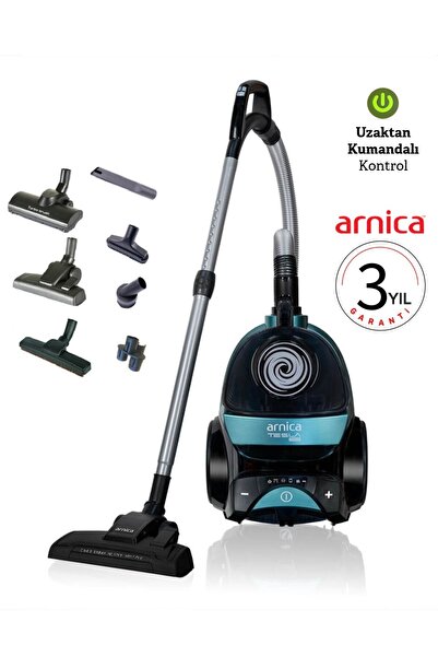 Arnica Turbo Başlıklı Premium Kumandalı Torbasız Süpürge, 3 YIL Garantili ,Yeşil