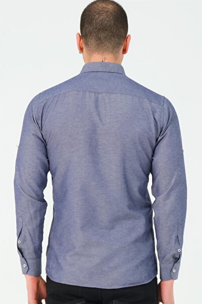 Dewberry G674 Men's Shirt-Denim Blue-3