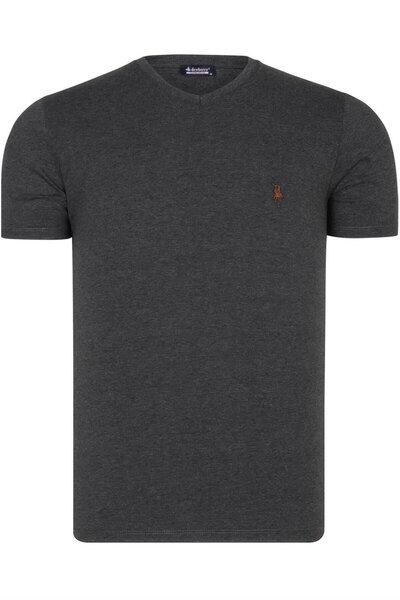 Dewberry T8568 Dewberry V-Neck Men's T-Shirt-Smooth Anthracite