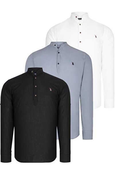 Dewberry Triple Set G783 Judgment Collar Shirt-Black-White-Grey