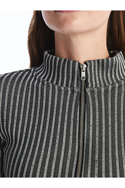 LC Waikiki Women's Stand Collar Textured Cardigan