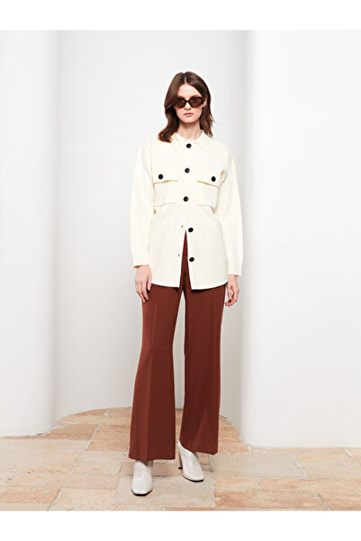 LC Waikiki Polo Neck Plain Long Sleeve Pique Women's Cardigan