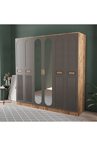 Teen & Bright PERA 6 KAPAKLI EKO BAZALI GARDIROP - MDF KAPAK