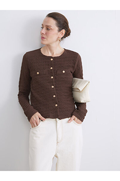 LC Waikiki Crew Neck Textured Women's Cardigan