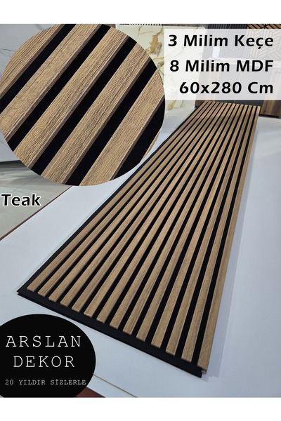 Panel 60x280 Alpi Meşe Akustik | Keçe Kaplamalı MDF | Modern Duvar Paneli
